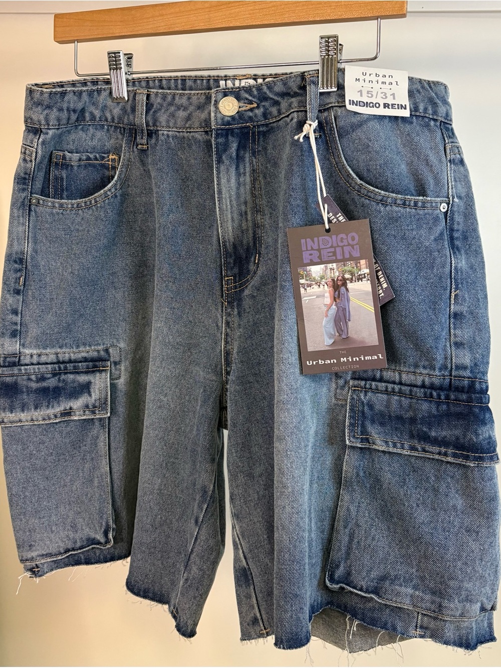 NWT-Indigo Rein Denim Cargo Shorts - Relaxed Urban Minimalist - sz 15/31